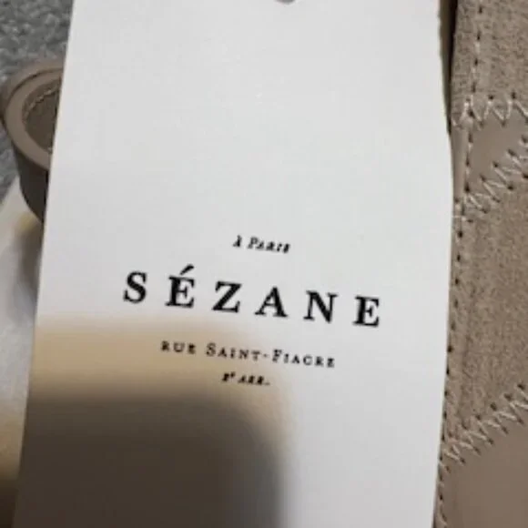 NWT Sezane Milo Classique Mini Beige Patchwork Bag in Leather/Suede - Picture 6 of 10